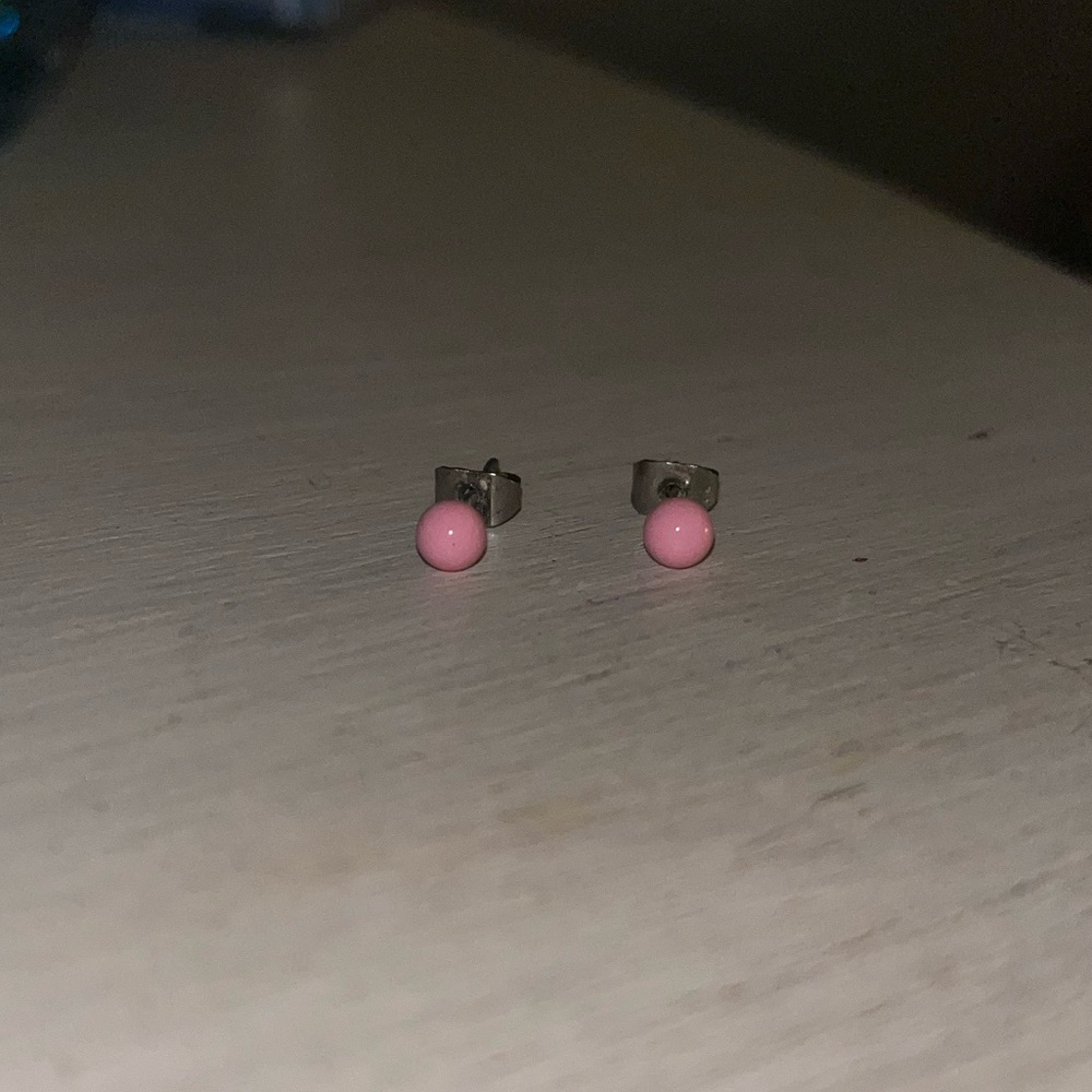 Pink Round Earrings